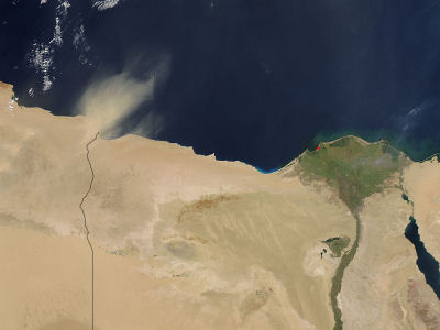 Zandstorm in Noord-Afrika