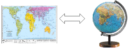 globe vs world map