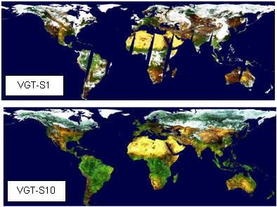 SPOT-VEGETATION - Daten eines Tages (VGT-1) und von 10 Tagen (VGT-10)