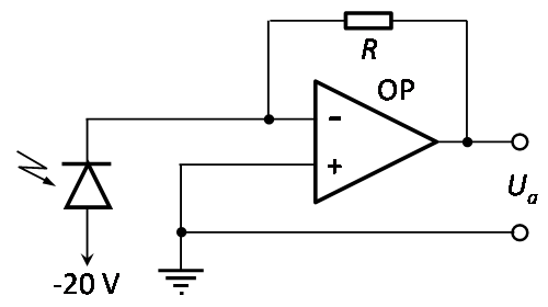 Circuit configurations for a photodiode with an operational amplifier