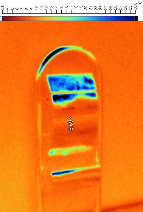 Temperaturbild eines metallischen Briefkastens
