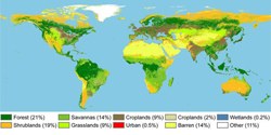 Wereldwijde landdekverspreiding in 2000