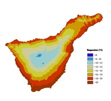 Temperature distribution on Tenerife