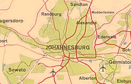 Map of Johannesburg from the CIA, 1977