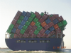 Container ship with tilted cargo