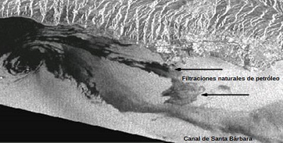 Radar image of Santa berbara Channel showing natural oil seeps