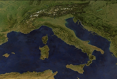 mosaic of MERIS data showing Italy