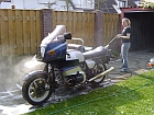 motorcycle washing in private driveway