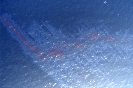 Oil spill on the sea surface