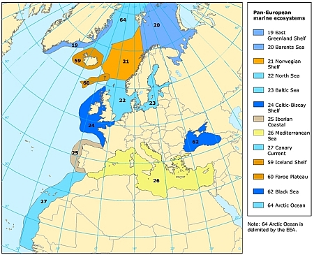 map of the pan-European marine ecosystems