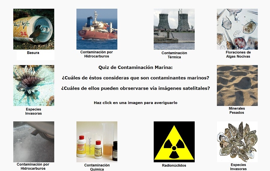 screenshot of the topic overview of the marine pollution module