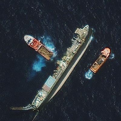 sinking oil tanker