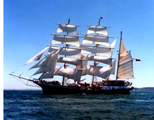 Sailing ship in full sail