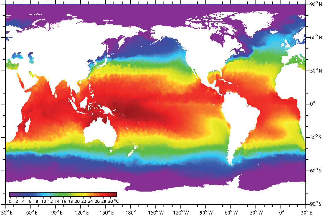 Heat transport by ocean currents.