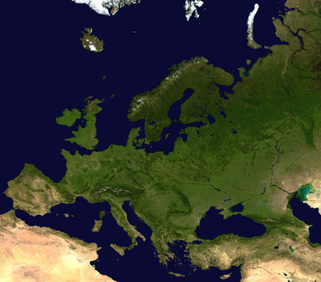 Satellite image mosaic of Europe