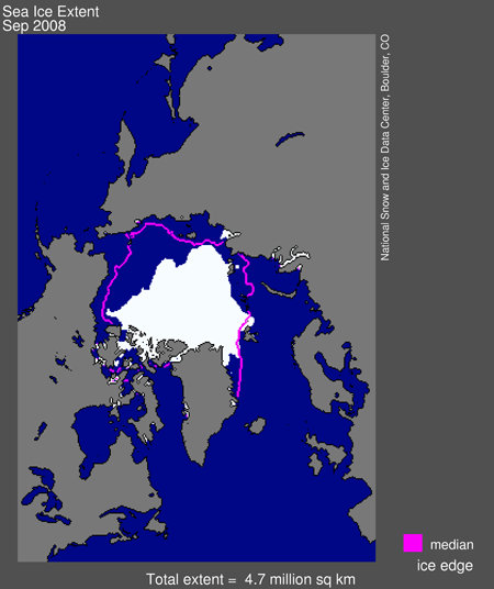 Arctic sea ice September 2008